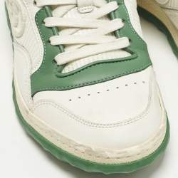 مملوكة مسبقًا Gucci Mac80 Size 37 Green/White Fabric and Leather Slip On Sneakers