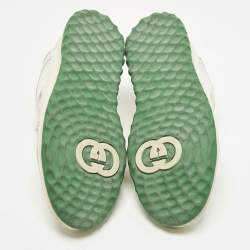 مملوكة مسبقًا Gucci Mac80 Size 37 Green/White Fabric and Leather Slip On Sneakers