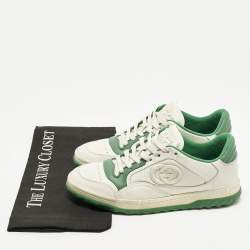 مملوكة مسبقًا Gucci Mac80 Size 37 Green/White Fabric and Leather Slip On Sneakers
