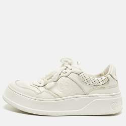مملوكة مسبقًا Gucci GG Size 39 White Leather Low Top Sneakers
