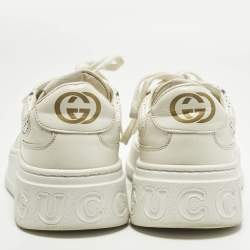 مملوكة مسبقًا Gucci GG Size 39 White Leather Low Top Sneakers