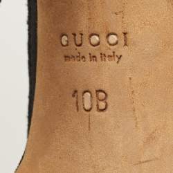 Pre Owned صندل إصبع غوتشي مزين شراشيب و فيونكة بفتحة كعب سويدي بني مقاس 39.5