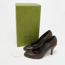 Pre Owned حذاء كعب عالي غوتشي مقدمة دائرية جوتشيسيما جلد برتقالي مقاس 37.5