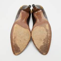 Pre Owned حذاء كعب عالي غوتشي مقدمة دائرية جوتشيسيما جلد برتقالي مقاس 37.5