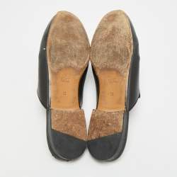 مملوكة مسبقًا حذاء موكاسين مسطح غوتشي برينستاون جلد أسود هورسبيت مقاس 36.5