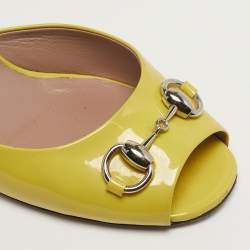 Pre Owned Gucci Horsebit Size 36 Yellow Patent Leather Slide Sandals