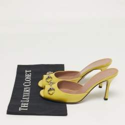 Pre Owned Gucci Horsebit Size 36 Yellow Patent Leather Slide Sandals
