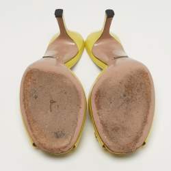 Pre Owned Gucci Horsebit Size 36 Yellow Patent Leather Slide Sandals