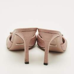 Pre Owned Gucci Horsebit Size 37 Pink Leather Guccissima Slide Sandals