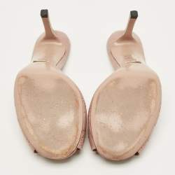 Pre Owned Gucci Horsebit Size 37 Pink Leather Guccissima Slide Sandals