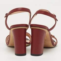 مملوكة مسبقًا Gucci Horsebit Size 36 Burgundy Leather Ankle Strap Sandals