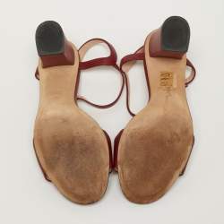 مملوكة مسبقًا Gucci Horsebit Size 36 Burgundy Leather Ankle Strap Sandals