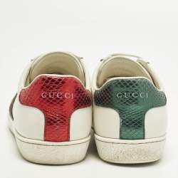 مملوكة مسبقًا Gucci Ace Size 37 White Leather Low Top Sneakers