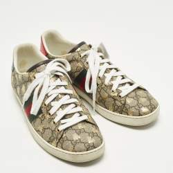 مملوكة مسبقًا حذاء رياضي غوتشي كانفاس GG بيج وبني مقاس 35.5