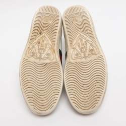 Pre Owned حذاء رياضي غوتشي أربطة تفاصيل قلب ويب ايس جلد أبيض مقاس 39.5