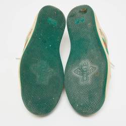 مملوكة مسبقًا حذاء رياضي غوتشي من جلد النوبوك وكانفاس جي جي بيج / أخضر مقاس 39 بأربطة مربوطة