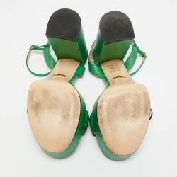 مملوكة مسبقًا Gucci GG Marmont Size 38 Green Leather Platform Sandals