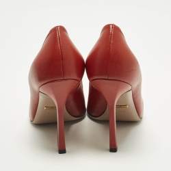 Pre Owned حذاء كعب عالي غوتشي هورسبيت جلد برتقالي مقدمة مفتوحة مقاس 37