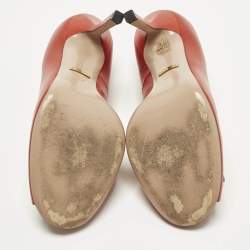 Pre Owned حذاء كعب عالي غوتشي هورسبيت جلد برتقالي مقدمة مفتوحة مقاس 37