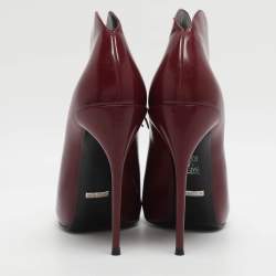 Pre Owned حذاء بوت كاحل غوتشي أربطة كيم جلد بني مقاس 38