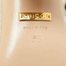 Pre Owned Gucci GG Marmont Size 38 Gold Foil Leather Ankle Strap Block Heel Sandals