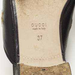 Pre Owned شبشب غوتشي جلد أسود مطرز نجمة نحلة مسطح مقاس 37