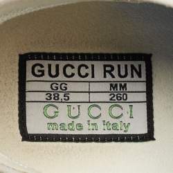 Pre Owned حذاء رياضي غوتشي ران قماش محبوك أبيض/أزرق بعنق منخفض مقاس 38.5