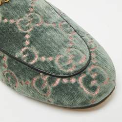 مملوكة مسبقًا Gucci Princetown Size 39.5 Green Fur and Leather Mules