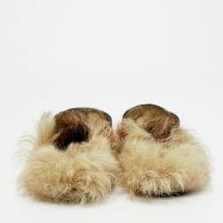 مملوكة مسبقًا Gucci Princetown Size 39.5 Green Fur and Leather Mules