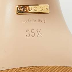 Pre Owned Gucci GG Marmont Size 35.5 Beige Leather Ankle Strap Sandals