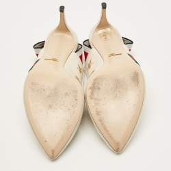 Pre Owned صندل غوتشى فتحة كعب تفاصيل ويب سيلفيا جلد أسود مقاس 38