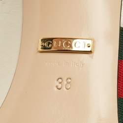 Pre Owned صندل غوتشى فتحة كعب تفاصيل ويب سيلفيا جلد أسود مقاس 38