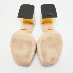 مملوكة مسبقًا Gucci Horsebit Size 37.5 Cream Leather Block Heel Slide Sandals