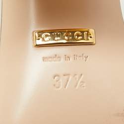 مملوكة مسبقًا Gucci Horsebit Size 37.5 Cream Leather Block Heel Slide Sandals