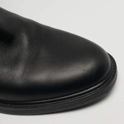 Pre Owned حذاء بوت غووتشي جلد أسود بحلية للركبة مقاس 35