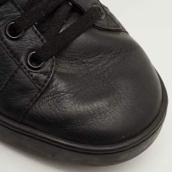 Pre Owned حذاء رياضي غوتشي إيس جلد أسود مطرز بالنحلة بعنق منخفض مقاس 38.5