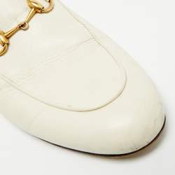 Pre Owned Gucci Princetown Size 37.5 White Leather Flat Mules