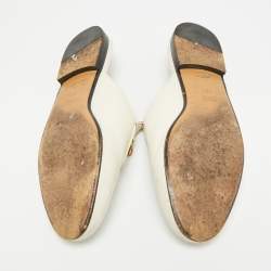 Pre Owned Gucci Princetown Size 37.5 White Leather Flat Mules