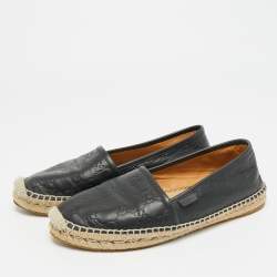 Pre Owned حذاء إسبادريل فلات جلد قوسيشيما أسود غوتشي مقاس 39