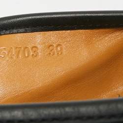 Pre Owned حذاء إسبادريل فلات جلد قوسيشيما أسود غوتشي مقاس 39