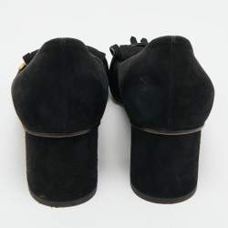 Pre Owned Gucci GG Marmont Size 41 Black Suede Block Heel Pumps