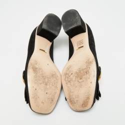 Pre Owned Gucci GG Marmont Size 41 Black Suede Block Heel Pumps