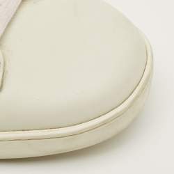 Pre Owned Gucci Ace Size 40 White Leather Web Lace Up Sneakers