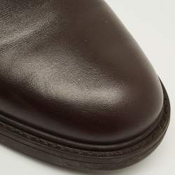 Pre Owned Gucci Size 39.5 Dark Brown Guccissima Leather Knee Length Boots