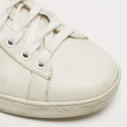 Pre Owned حذاء رياضي غوتشي أربطة تفاصيل قلب ويب ايس جلد أبيض مقاس 39.5