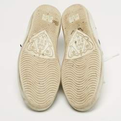 Pre Owned حذاء رياضي غوتشي أربطة تفاصيل قلب ويب ايس جلد أبيض مقاس 39.5