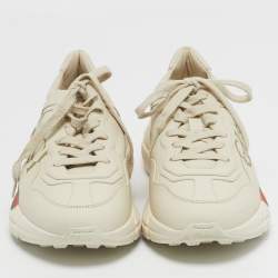 Pre Owned Gucci Size 40 Off-White Leather Rhyton Sneakers