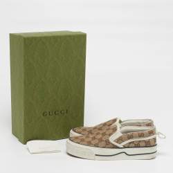 Pre Owned حذاء رياضي غوتشي تنس 1977 قماش كريمي/بيج سهل الارتداء مقاس 37