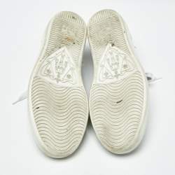 Pre Owned Gucci Ace Size 36 Beige Coated Canvas and Python Embossed Leather Lace Up Sneakers