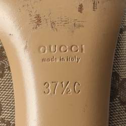 Pre Owned Gucci Interlocking G Size 37.5 Beige Canvas and Leather Pumps